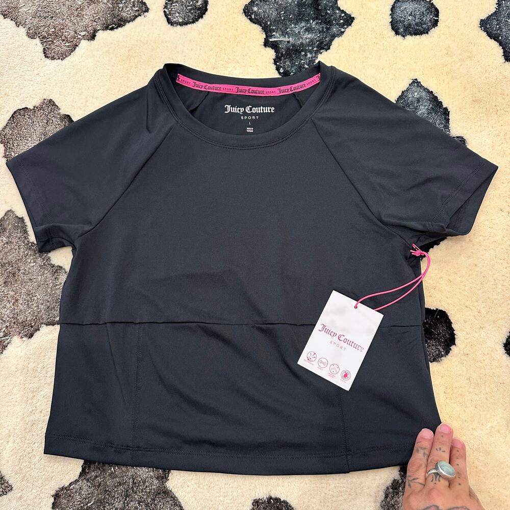 Juicy Couture Sport Black Short Sleeve Top L NWT